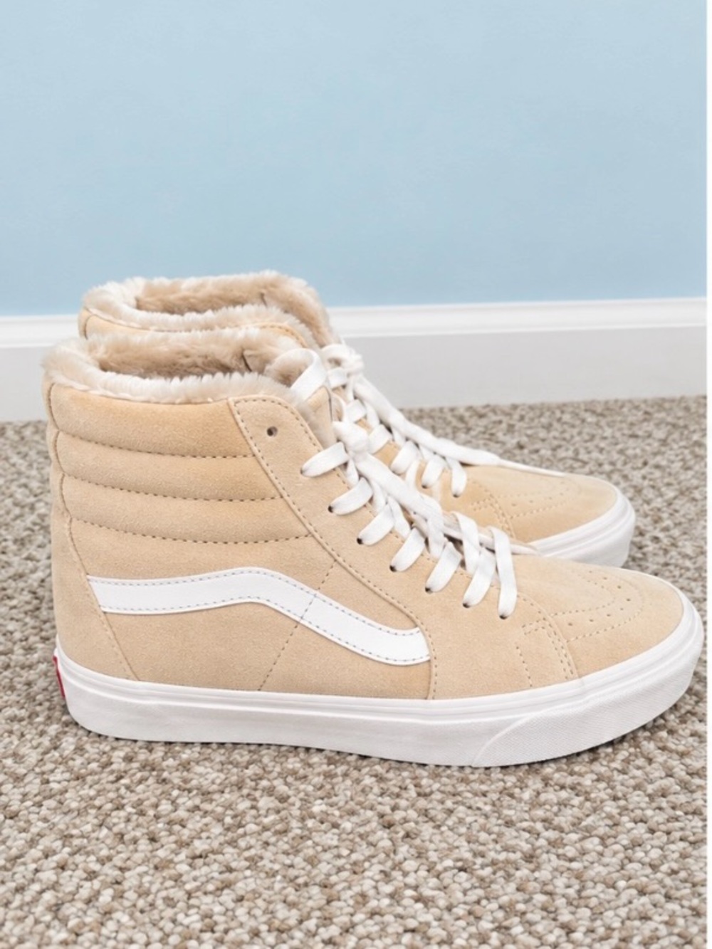 Vans Women’s High-Top Suede Sneakers with Sherpa Lining - Cream